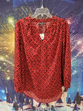 Madison Red Blouse with Black Abstract Spot Print